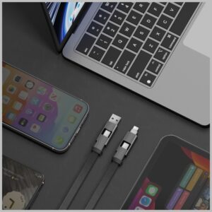 Kabelis Bazic GoCharge Alucable 4in1 (USB-A/USB-C - USB-C/Lightning) 15cm 60W 3A PD Fast Charge gold - Image 6