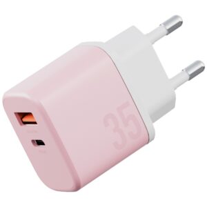 laidinis įkroviklis Bazic GoPort Velox Kit USB-C/USB-A GaN 35W su kabeliu pink - Image 2