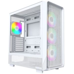 Montech X5 PC Case, Mid-Tower, E-ATX, ARGB, Tempered Glass - White