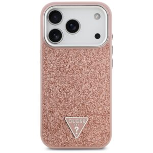 Guess Glitter Triangle Logo MagSafe dėklas skirtas Apple iPhone 17 Pro rožinės spalvos - Image 3