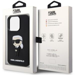 Karl Lagerfeld KLHCP14X3DRKINK Apple iPhone 14 Pro Max 6.7" juodos spalvos hardcase Rubber Ikonik 3D - Image 8