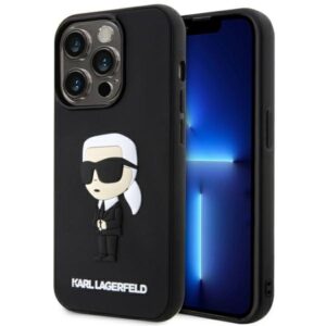 Karl Lagerfeld KLHCP14X3DRKINK Apple iPhone 14 Pro Max 6.7" juodos spalvos hardcase Rubber Ikonik 3D - Image 1