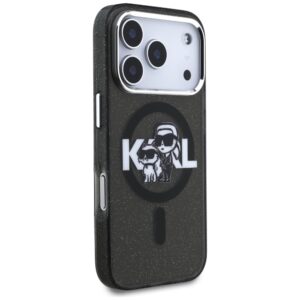Karl Lagerfeld IML Glitter Karl & Choupette Sketch Logo MagSafe dėklas skirtas Apple iPhone 17 Pro Black - Image 4