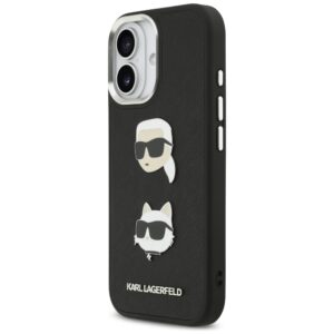 Karl Lagerfeld FW Grained Karl & Choupette Heads Pins & Logo dėklas skirtas Apple iPhone 17 Black - Image 2