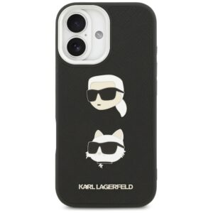 Karl Lagerfeld FW Grained Karl & Choupette Heads Pins & Logo dėklas skirtas Apple iPhone 17 Black - Image 3
