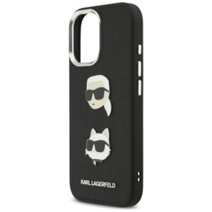 Karl Lagerfeld FW Grained Karl & Choupette Heads Pins & Logo dėklas skirtas Apple iPhone 17 Black - Image 6