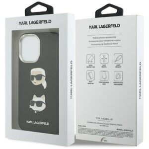 Karl Lagerfeld FW Grained Karl & Choupette Heads Pins & Logo dėklas skirtas Apple iPhone 17 Black - Image 8