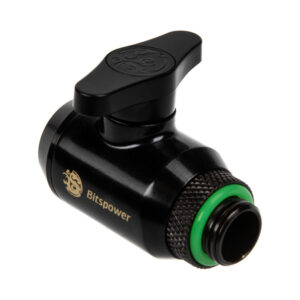 Bitspower ball valve 1x female thread 1/4 inch & 1x male thread G1/4 inch, rotatable - matt black - Image 2