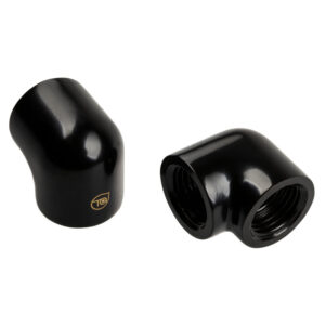 Bitspower Touchaqua Adapter 90 Degree G1/4 inch Female to G1/4 inch Female - 2 Pack, black