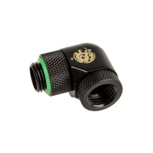 Bitspower Adapter 90 degrees G1/4 inch male to G1/4 inch female - swivel on both sides, matte black - Image 2