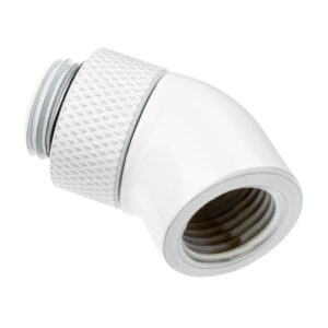 Alphacool Eiszapfen Angle Adapter 45 Degrees Rotatable G1/4 Female to G1/4 Male - White - Image 1
