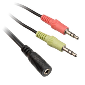 InLine Audio Headset Y-Adapter cable, 2x 3.5mm plugs to 3.5mm jack 4-pole CTIA - 0.15m - Image 2