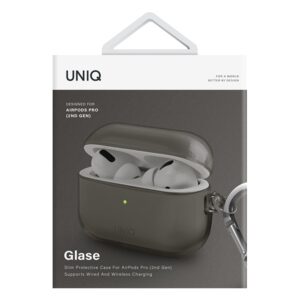 UNIQ Glase dėklas AirPods Pro 2 gen glossy smoke - Image 4