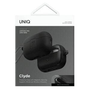 UNIQ Clyde Lock dėklas AirPods Pro 2 (2022/2023) black-dark grey/charcoal-dark grey - Image 7