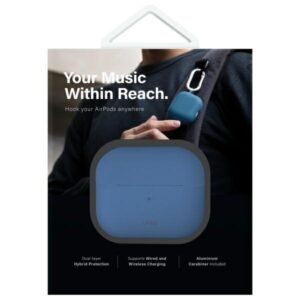 UNIQ dėklas Nexo AirPods 4 + Ear Hooks Silicone pacific blue - Image 9