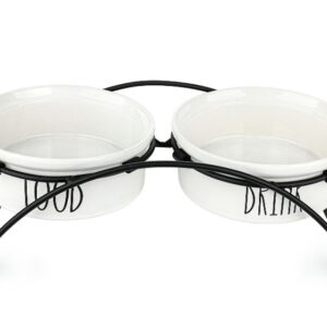 Keramikiniai dubenėliai su metaliniu stovu 15cm/0,8L (balti) - Image 2