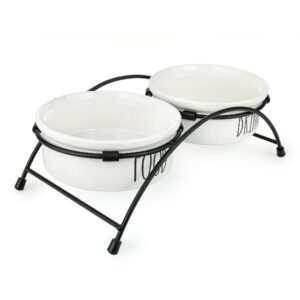 Keramikiniai dubenėliai su metaliniu stovu 15cm/0,8L (balti)