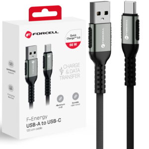 PTC FORCELL F-ENERGY C256 cable USB A to Type-C QC4.0 3A 66W Cafule 1,2 m black