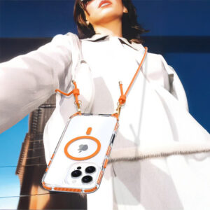 Tel Protect Strap Clear dėklas skirtas Apple iPhone 17 oranžinės spalvos - Image 6