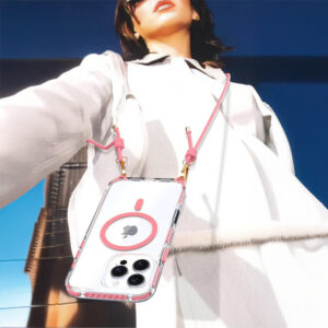 Tel Protect Strap Clear dėklas skirtas Apple iPhone 17 Pro Max rožinės spalvos - Image 6