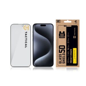 Tactical Apsauginis stiklas Shield Privacy Stealth 5D skirtas Apple iPhone 15 Pro Black - Image 2