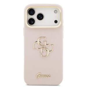 Guess PU Grained 4G Logo Stand Camera Frame dėklas skirtas Apple iPhone 17 Pro Max rožinės spalvos - Image 2