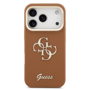 Guess PU Grained 4G Logo Stand Camera Frame dėklas skirtas Apple iPhone 17 Pro rudos spalvos - Image 2