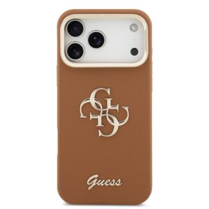 Guess PU Grained 4G Logo Stand Camera Frame dėklas skirtas Apple iPhone 17 Pro Max rudos spalvos - Image 2