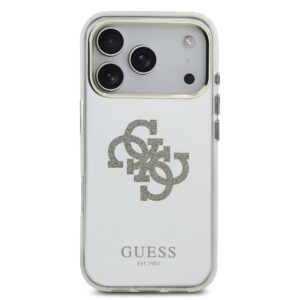 Guess PC/TPU Mirror 4G Glitter Logo MagSafe dėklas skirtas Apple iPhone 17 Pro Max Gold - Image 2
