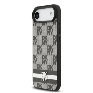 DKNY PU Leather Checkered Pattern and Stripe dėklas skirtas Apple iPhone Air juodos spalvos