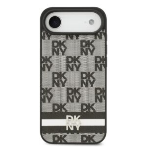 DKNY PU Leather Checkered Pattern and Stripe dėklas skirtas Apple iPhone Air juodos spalvos - Image 2