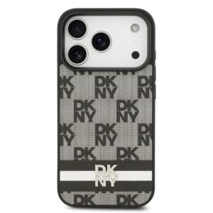 DKNY PU Leather Checkered Pattern and Stripe dėklas skirtas Apple iPhone 17 Pro juodos spalvos - Image 2