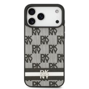 DKNY PU Leather Checkered Pattern and Stripe dėklas skirtas Apple iPhone 17 Pro Max juodos spalvos - Image 2