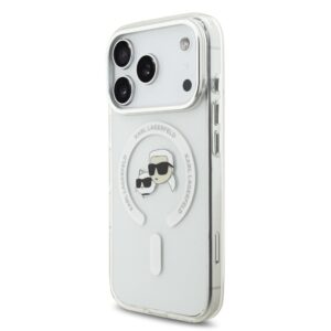 Karl Lagerfeld IML K&CH Heads Metal Frame MagSafe dėklas skirtas Apple iPhone 17 Pro skaidrus