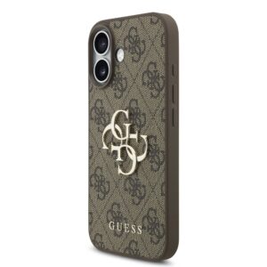 Guess PU 4G Metal Logo Strap Case for Apple iPhone 17 rudos spalvos