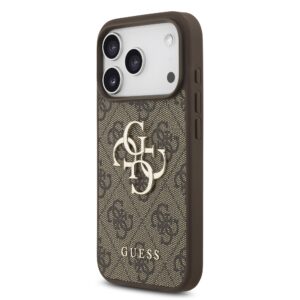 Guess PU 4G Metal Logo Strap Case for Apple iPhone 17 Pro rudos spalvos