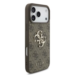 Guess PU 4G Metal Logo Strap Case for Apple iPhone 17 Pro Max rudos spalvos - Image 2