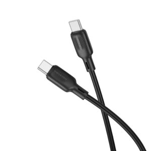 Borofone kabelis BX113 Lenny - Typ C į Typ C - PD 60W 3A 2m juodos spalvos - Image 1
