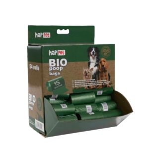 HapPet BIO maišeliai ekskrementams 16 ritinėliai (žali)