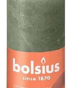 Žvakė, cilindrinė Bolsius Rustic, 13/6.8 cm, alyvuogių žalia