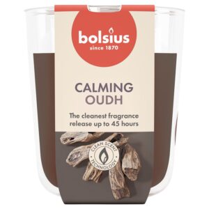 Žvakė, aromatinė Bolsius Calming Oudh, 45 h, Ruda