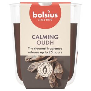 Žvakė, aromatinė Bolsius Calming Oudh, 25 h, Ruda