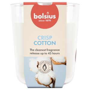 Žvakė, aromatinė Bolsius Crisp Cotton, 45 h, Balta