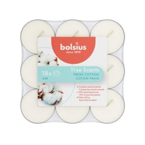 Žvakė, aromatinė Bolsius Fresh Cotton, 4 h, 18 vnt., Balta - Image 2