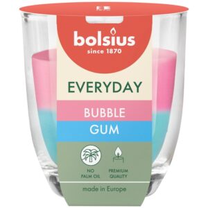 Žvakė, aromatinė Bolsius Bubble Gum, 21 h, Rožinė/Žydra - Image 1