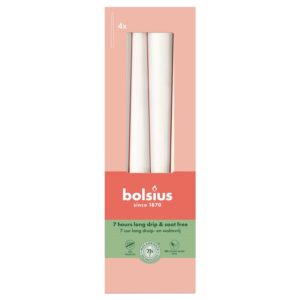 Žvakė, kūginė Bolsius, 24.5 cm, 4 vnt., balta - Image 1