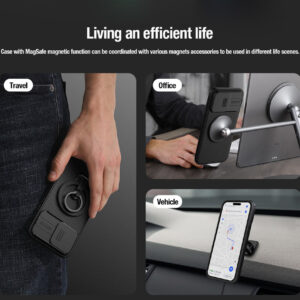 Nillkin CamShield Pro Magnetic dėklas skirtas Apple iPhone 15 with Camera Protector - žalios spalvos - Image 8