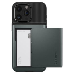 Spigen Slim Armor CS Apple iPhone 15 Pro Case - Dark žalios spalvos - Image 5