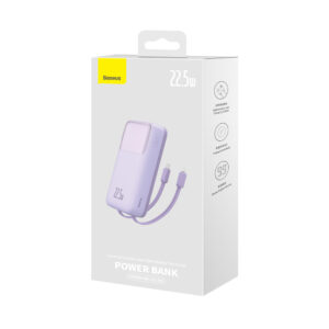 Baseus Comet Series powerbank with display 20000mAh 22.5W - purple + USB-A / USB-C kabelis - Image 5