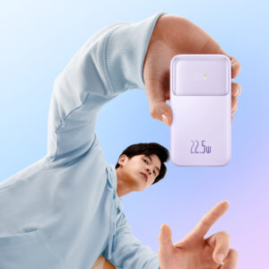 Baseus Comet Series powerbank with display 20000mAh 22.5W - purple + USB-A / USB-C kabelis - Image 9